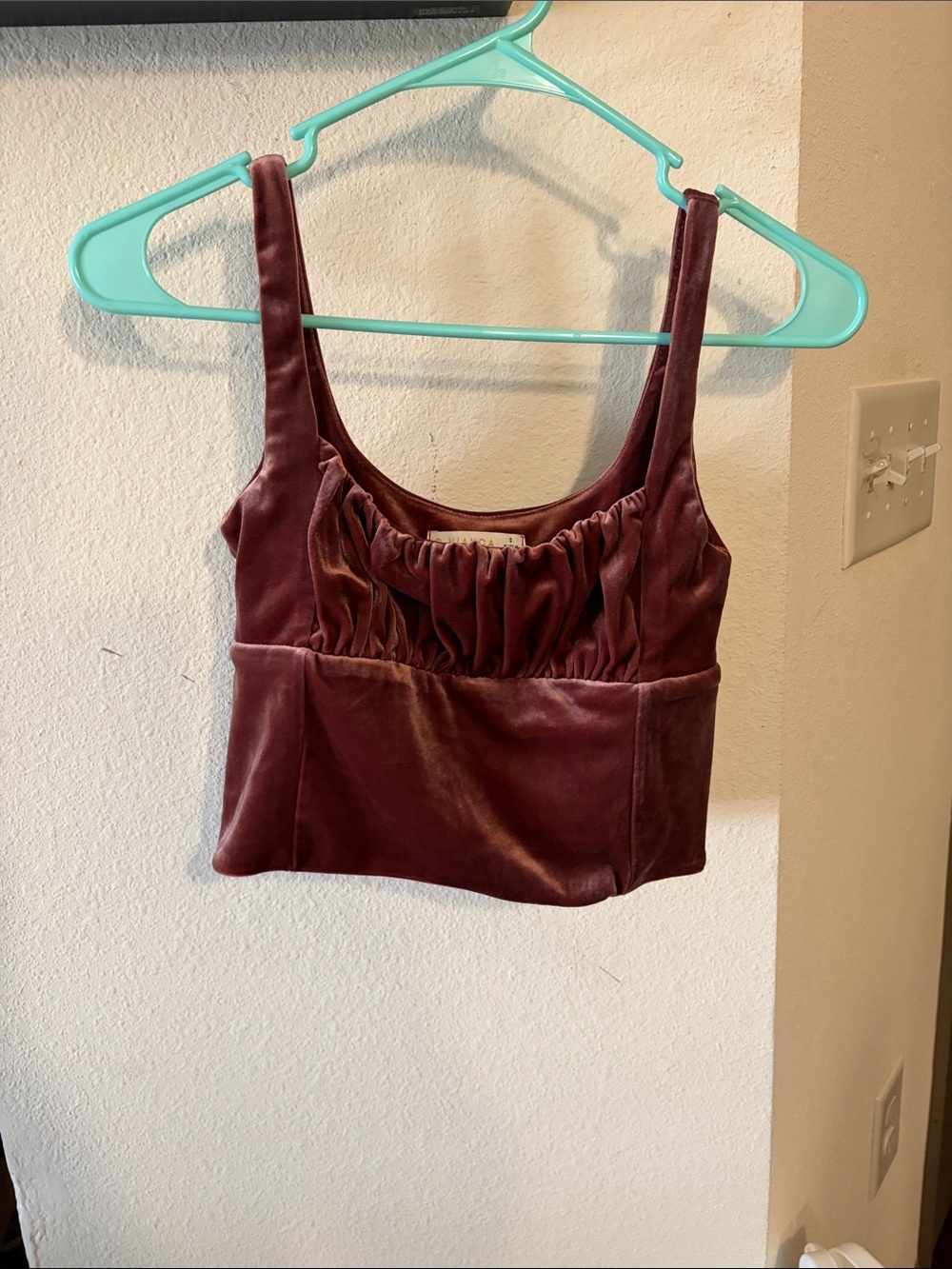 Ruched Velvet Crop Tank Top - Maeve